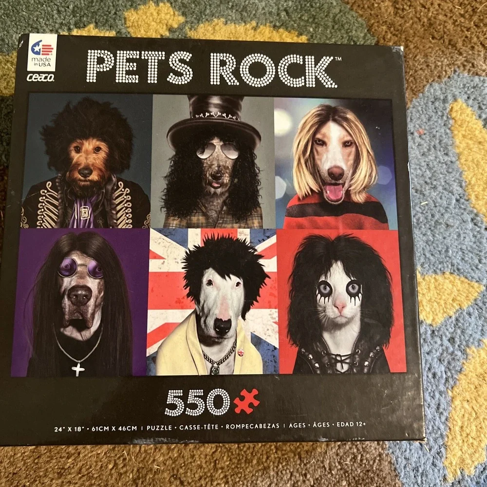 Caeco Pets Rock 550 Piece Jigsaw Puzzle Ozzy Slash Kurt Cobain Alice Cooper Dogs